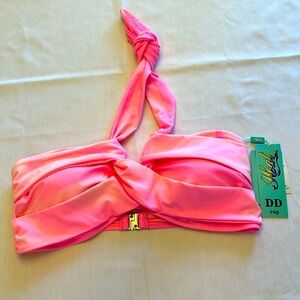 NWT Heat Bikini Swimsuit Necktie‎ Top Bandeau DD Cup